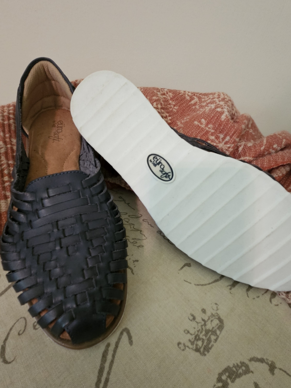 Navy Blue Huaraches Eurosoft 8 Soft Leather Like New Anthropologie Free People